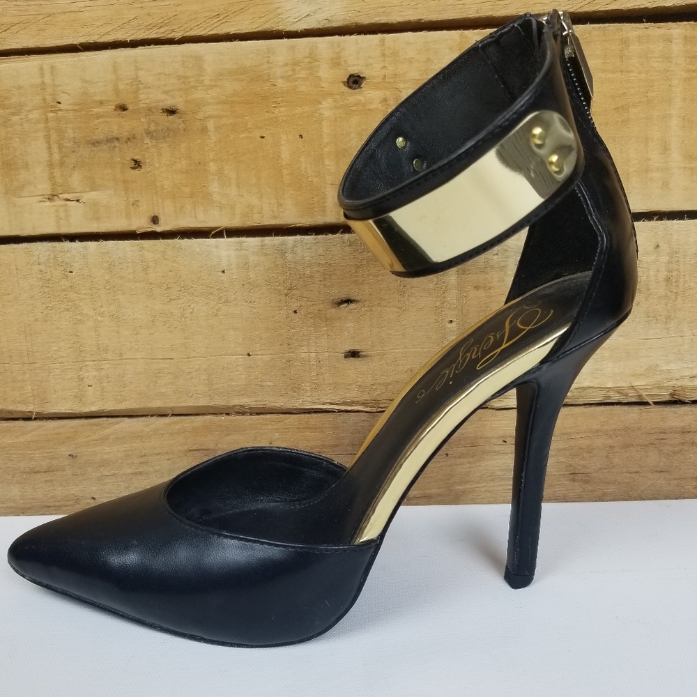 Fergie Black Heel with Gold Details Sz 8.5 SEXY